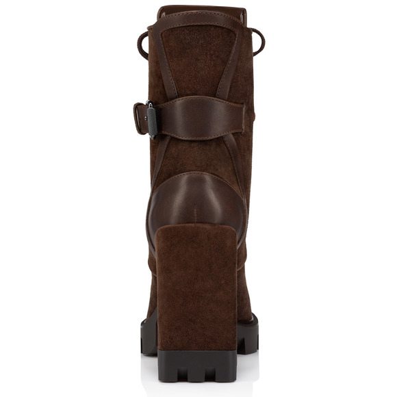 Christian Louboutin Macademia 100 Brown Platform Block Heel Combat Boot 37 - Picture 12 of 14